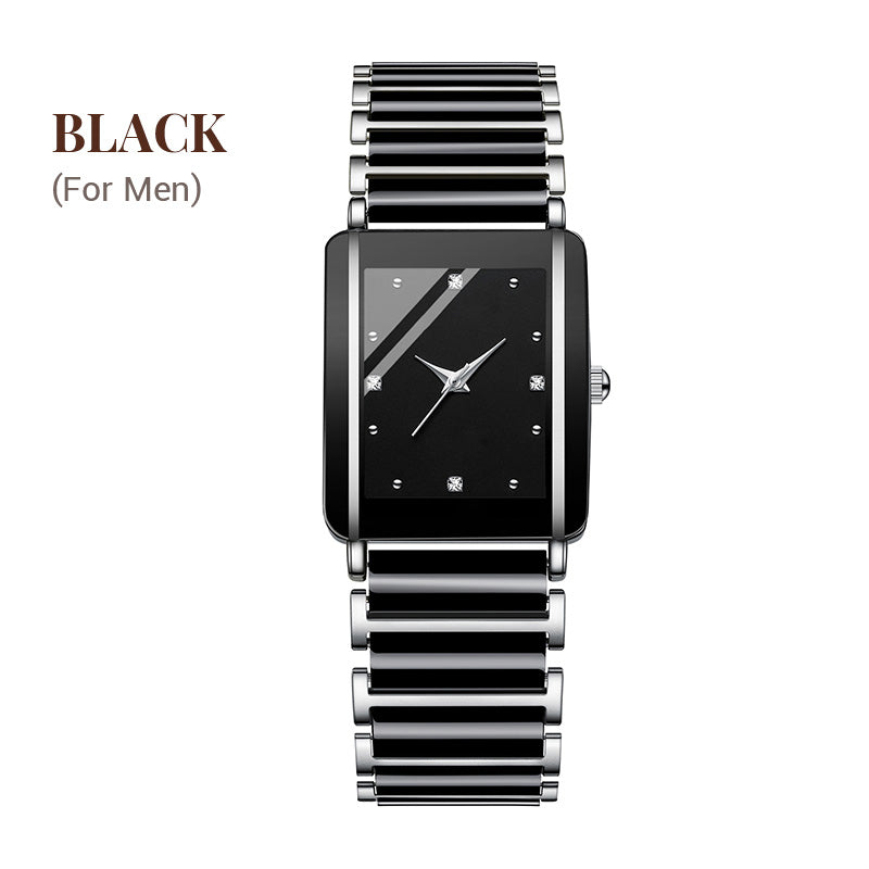 Fashion Ceramic Square Quartz Watch, klocka för par