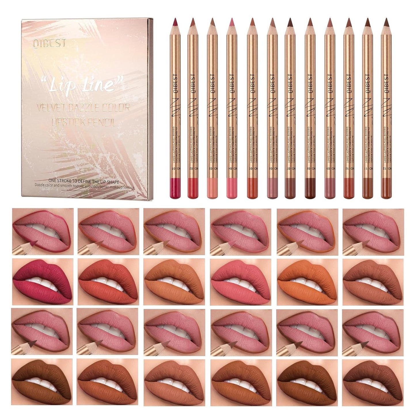 đ„Bara Kr 199 Sista dagen đ12 fĂ€rger Slim Lip Liner Pencil Set | Smudge-Proof đ§| 3s Apply Makeupâš