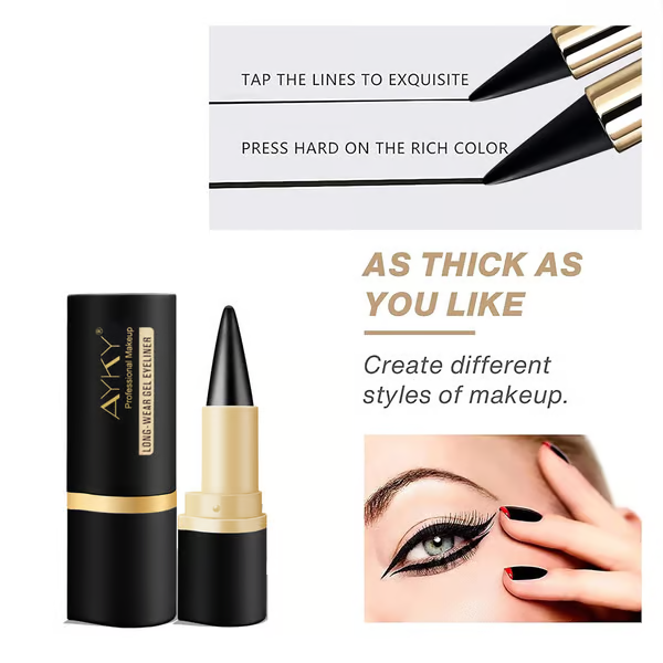 Naturligt svart långtidsverkande gel eyeliner, vattenfast, naturlig formula, säker och ofarlig, skonsam och lätt att ta bort
