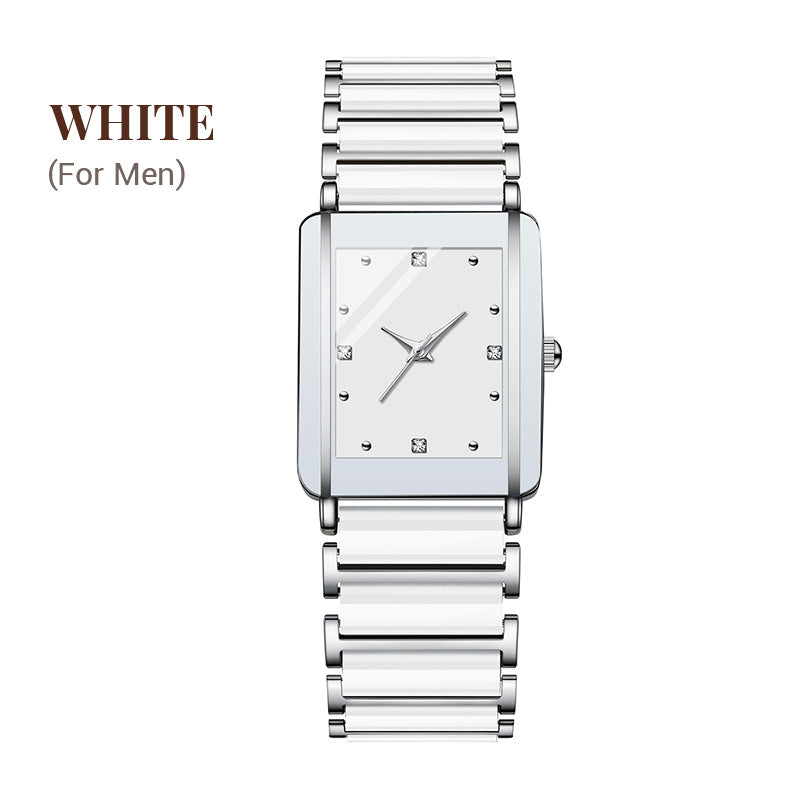 Fashion Ceramic Square Quartz Watch, klocka för par