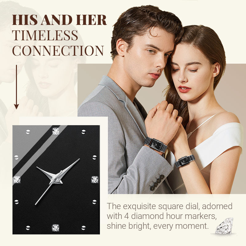 Fashion Ceramic Square Quartz Watch, klocka för par