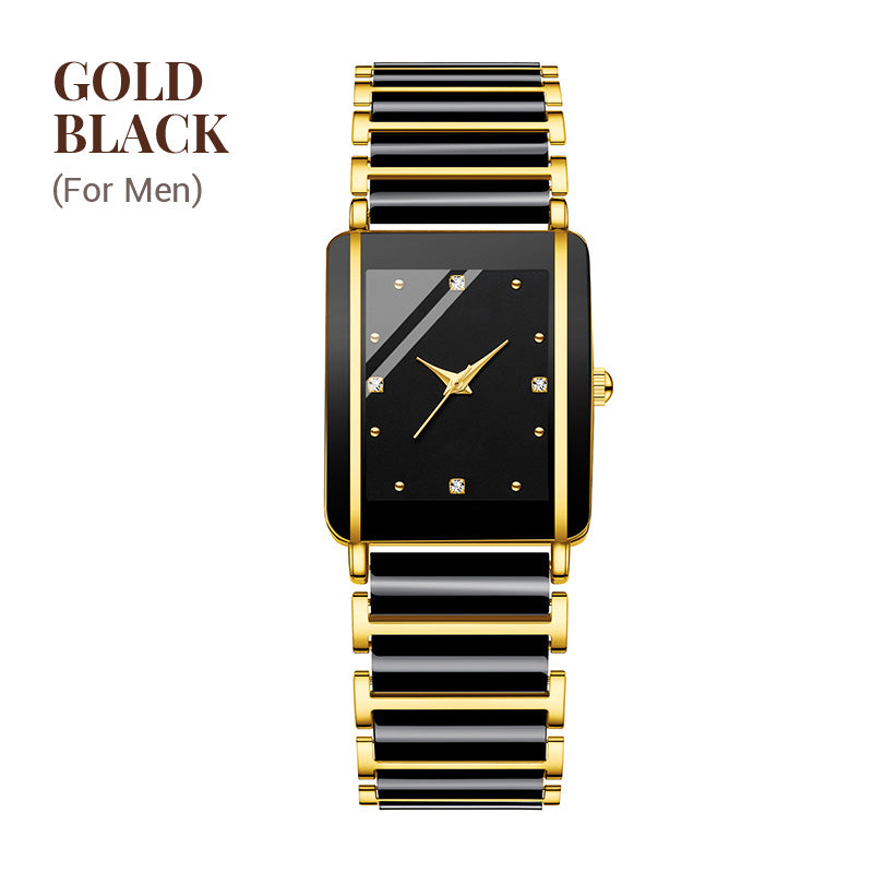 Fashion Ceramic Square Quartz Watch, klocka för par