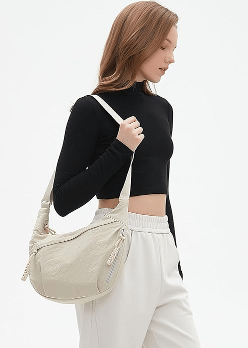 đ„đ„Fashionabel axelremsvĂ€ska i nylon i enfĂ€rgad modellđ„