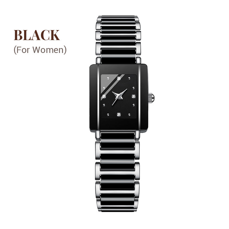 Fashion Ceramic Square Quartz Watch, klocka för par