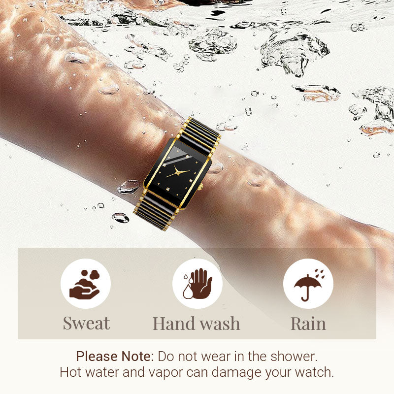 Fashion Ceramic Square Quartz Watch, klocka för par