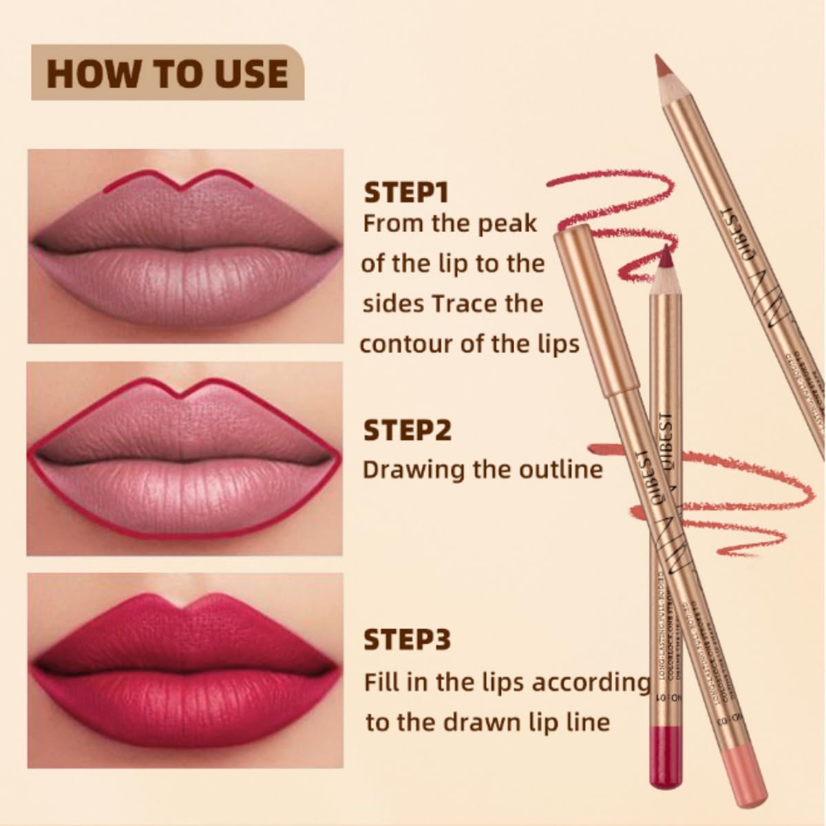 đ„Bara Kr 199 Sista dagen đ12 fĂ€rger Slim Lip Liner Pencil Set | Smudge-Proof đ§| 3s Apply Makeupâš