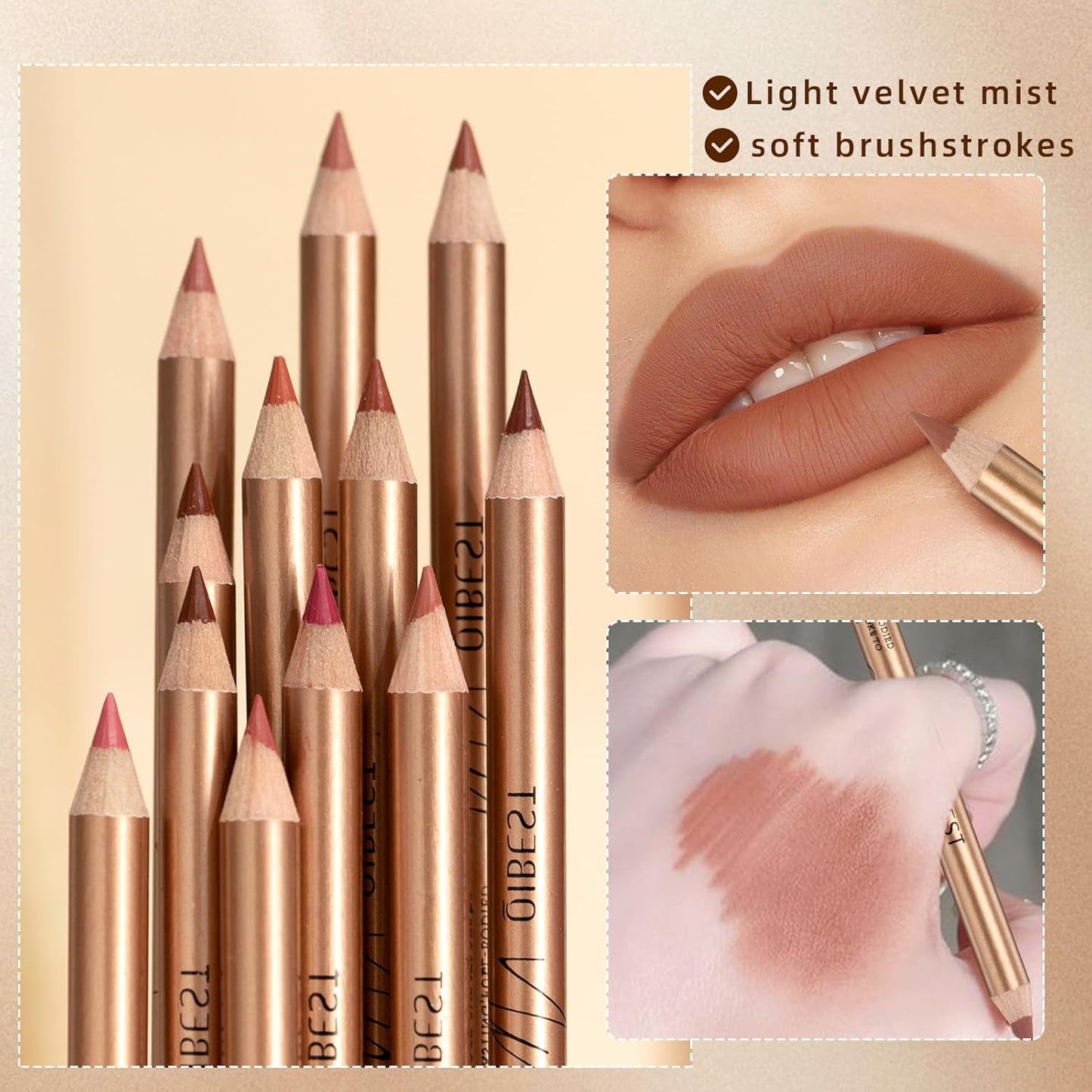 đ„Bara Kr 199 Sista dagen đ12 fĂ€rger Slim Lip Liner Pencil Set | Smudge-Proof đ§| 3s Apply Makeupâš