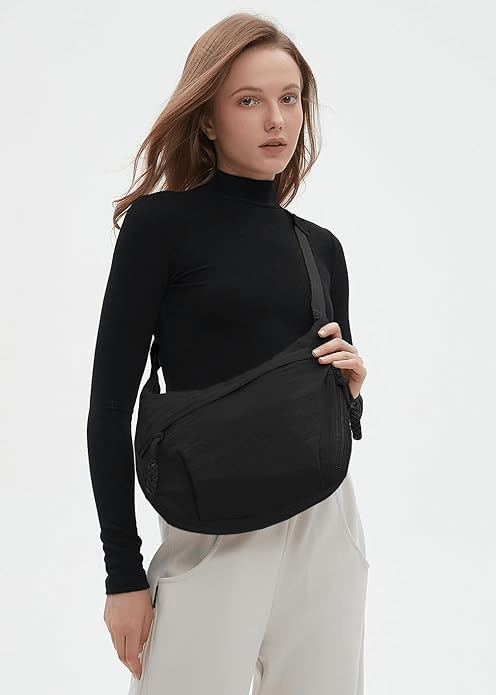 đ„đ„Fashionabel axelremsvĂ€ska i nylon i enfĂ€rgad modellđ„