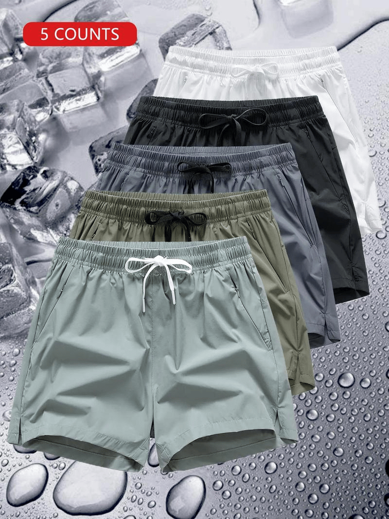 Shorts med dragsko i midjan och bokstavstryck för män -- snabbtorkande shorts