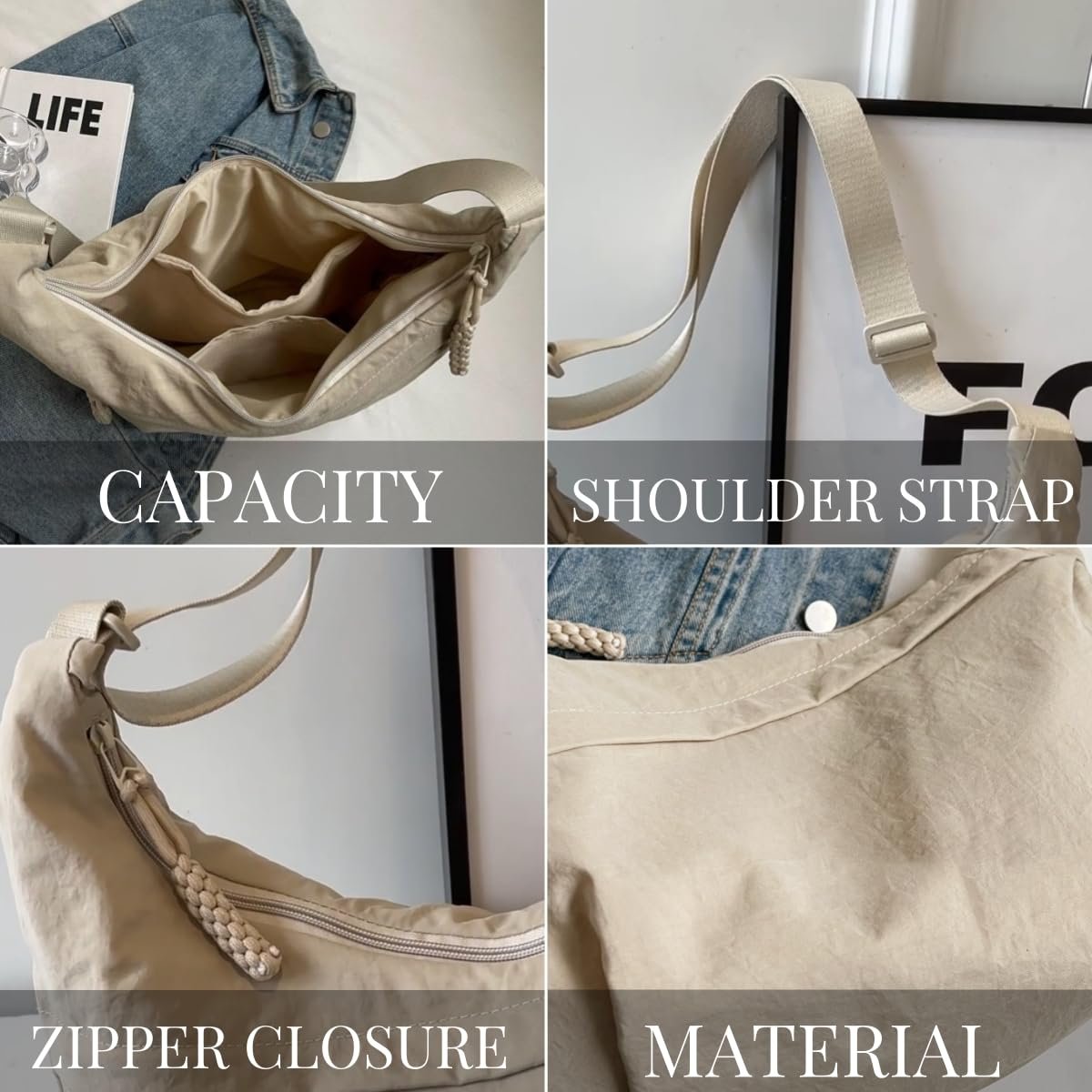 đ„đ„Fashionabel axelremsvĂ€ska i nylon i enfĂ€rgad modellđ„