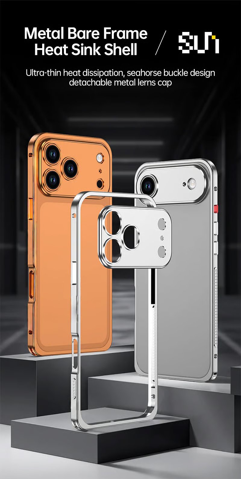 Aluminum Alloy Cooling Frame Heat Dissipation Case for iPhone 14-17 Series