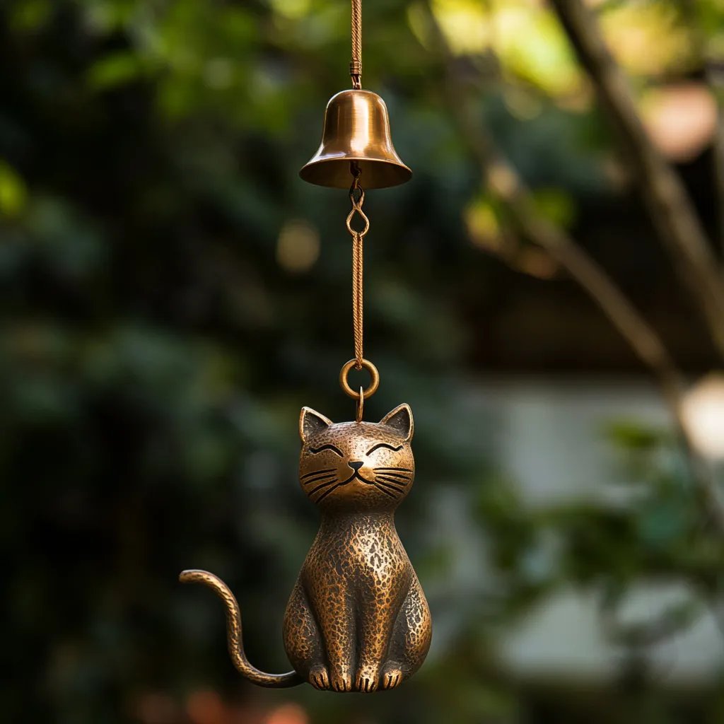 đ„Handgjord vintage vindklocka med kattmotiv