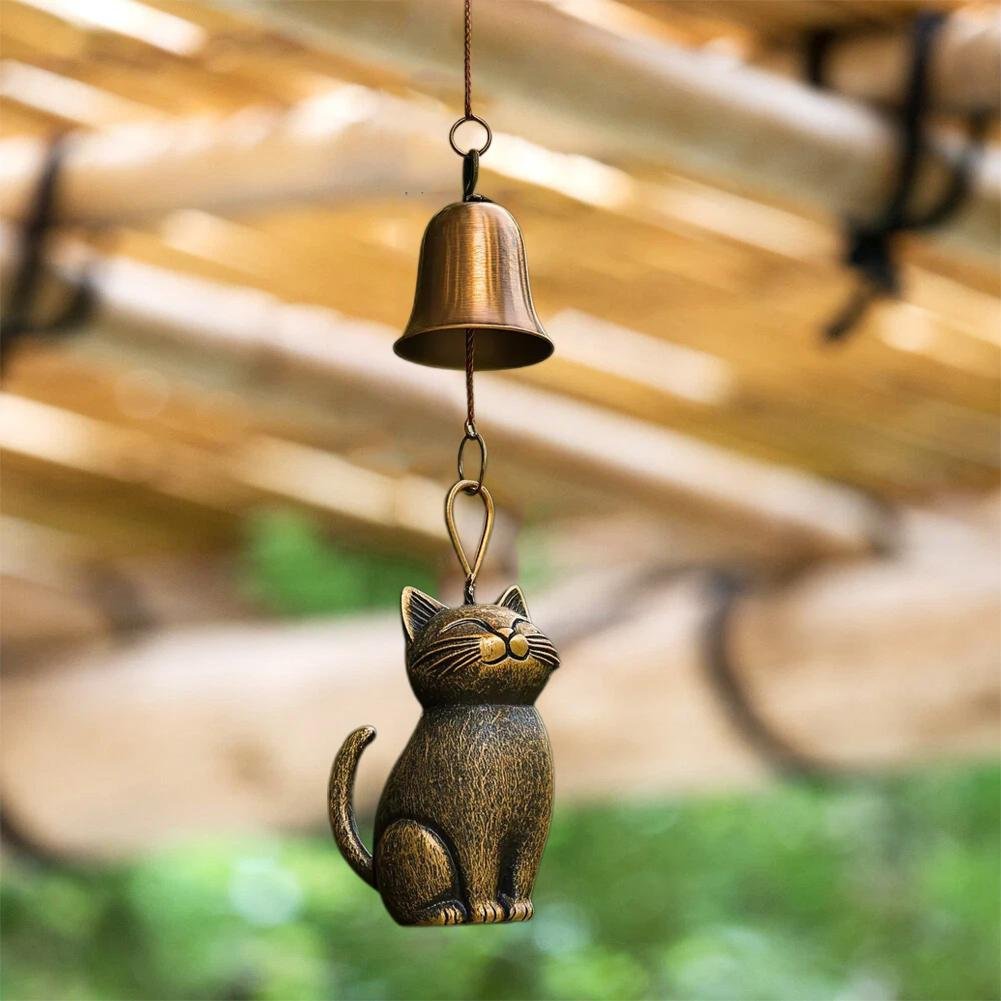 đ„Handgjord vintage vindklocka med kattmotiv