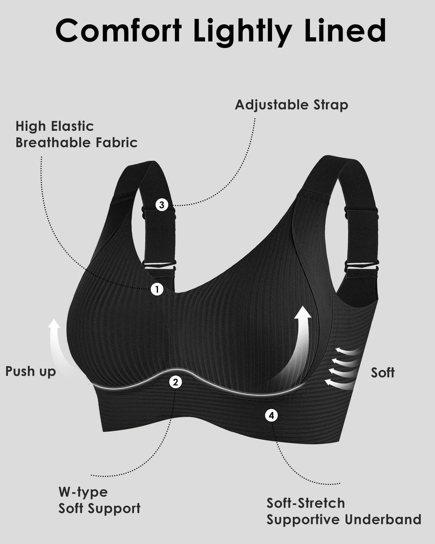đ„Spring Hot Sale 49% OFF- Ribbad Push Up Justerbar TrĂ„dlös BH för kvinnor