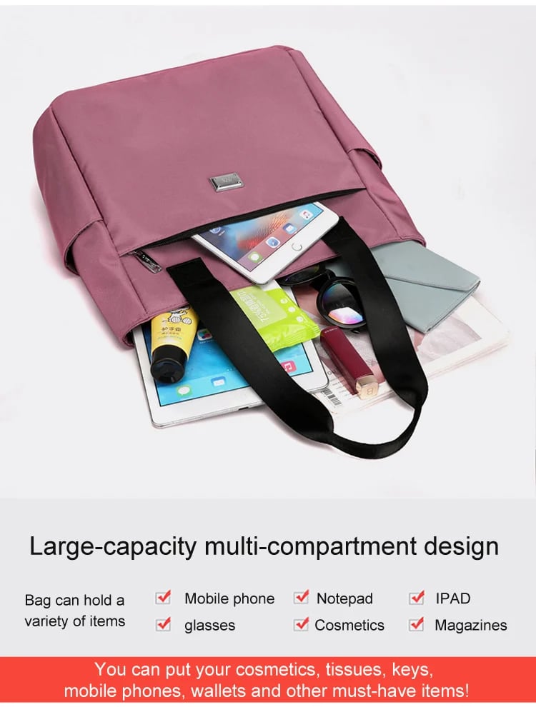 đ„Vattenavvisande axelvĂ€ska i nylon med flera fickor och stor kapacitetđ