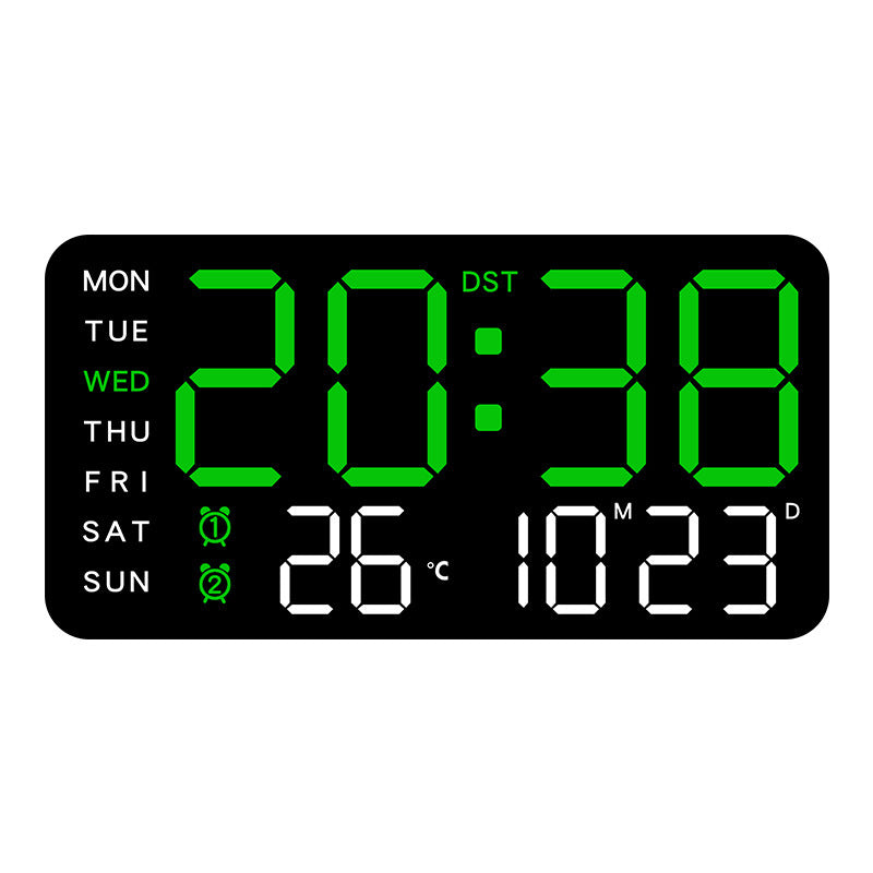 Large digital wall clock with LED display, date display and thermometer, perfect gift for seniors, decoration for the living room and bedroom