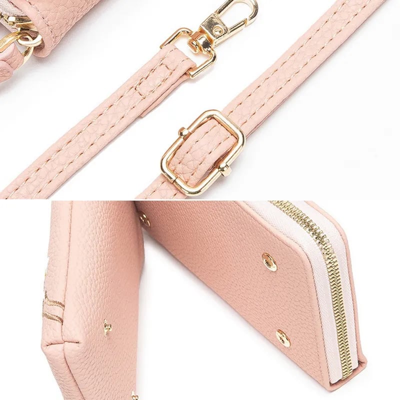 Sling Cross-Body plånbok för kvinnor med mobilhållare