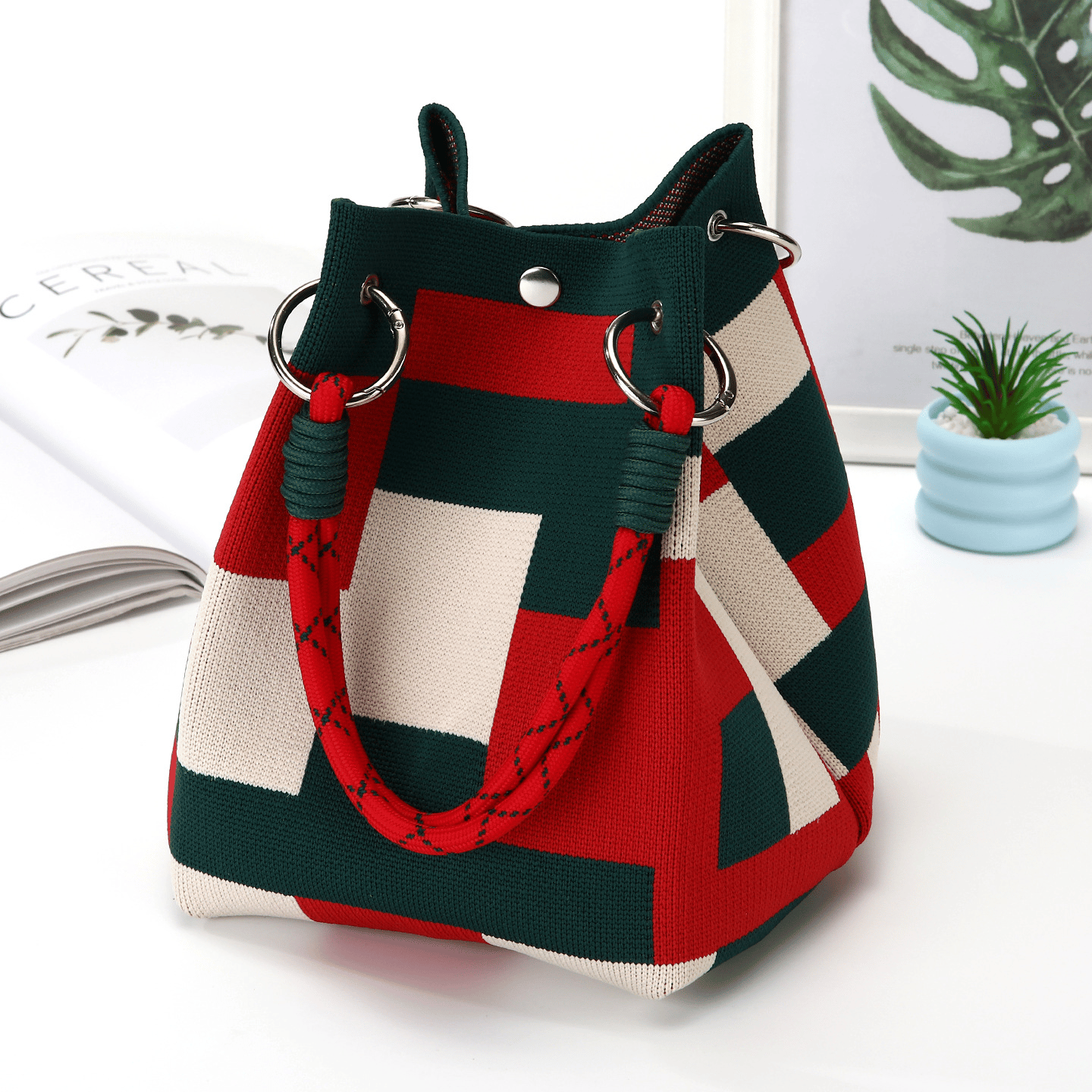 Boho Woven Bucket Bag for Women, Handmade Crochet Shoulder Bag, Lightweight Summer Beach Bag for Travel, Daily & Holiday Outfits