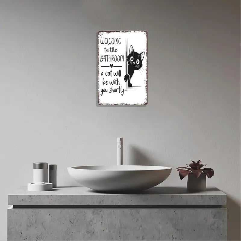 Vintage Black and White Cat & Highland Cattle Wall Art