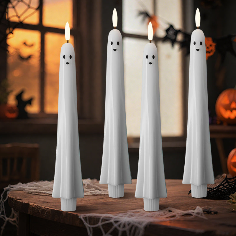 🎃👻 Remote-controlled ghost candle with 3D flaming wick 👻🎃