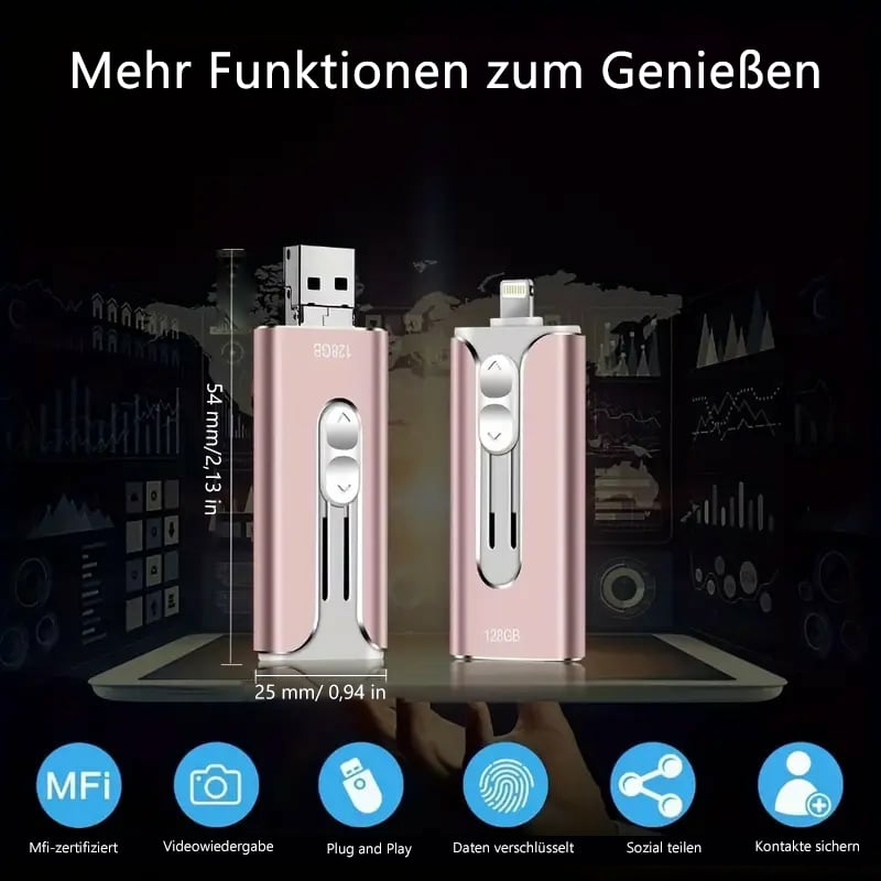 🔥Het försäljning - 49% rabatt🔥16 ~ 256 GB Micro USB + 8 Pin + USB 3.0 4 i 1 Praktisk dator U-Disk