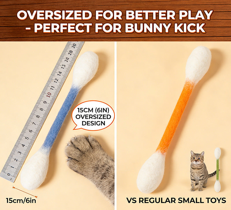 🐾Giant catnip-filled cotton swab toys (15 cm) – handmade, sustainable, safe and fu