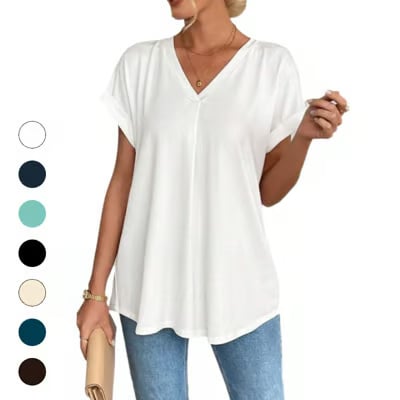 ⏳LAST DAY – 49% OFF!!🔥Short-sleeved plain T-shirt in a patchwork styl