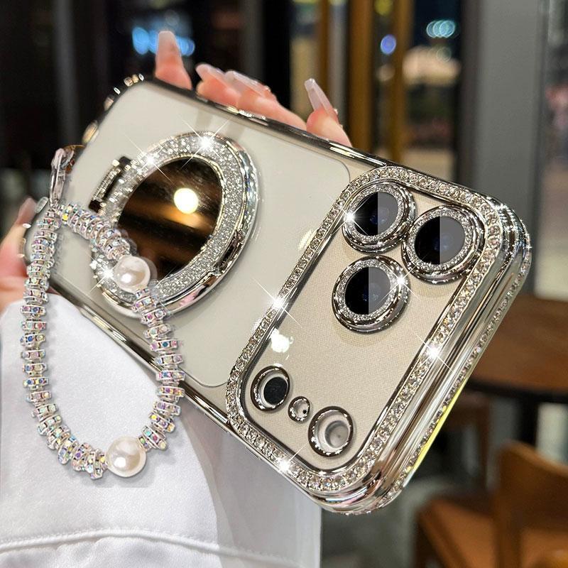 Women's phone case with mirror and stand for iPhone 12/13/14/15/16/17 Pro Max, 17 Air, 14/15/16 Plus