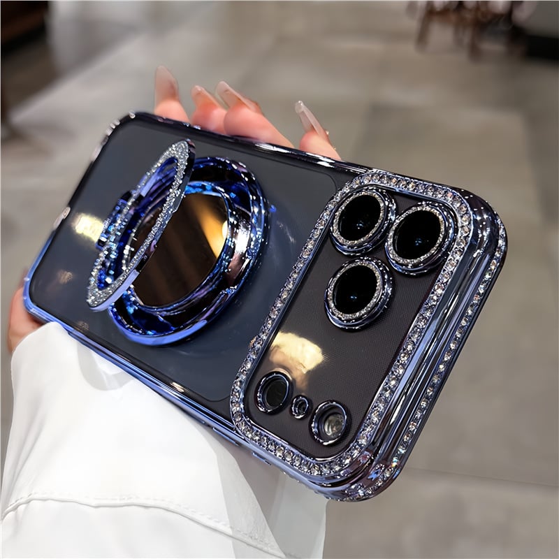 Women's phone case with mirror and stand for iPhone 12/13/14/15/16/17 Pro Max, 17 Air, 14/15/16 Plus