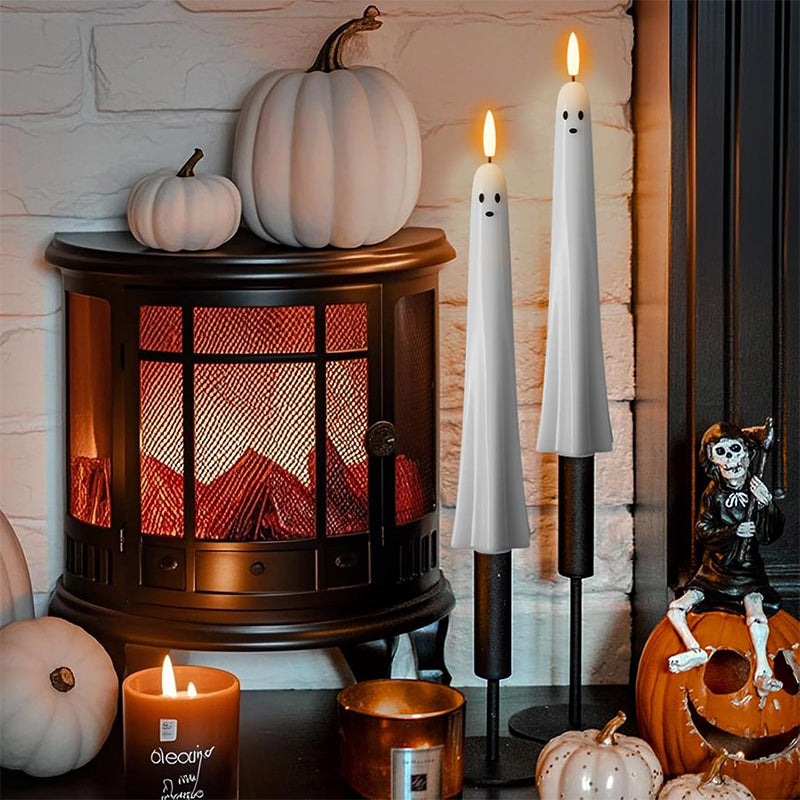 🎃👻 Remote-controlled ghost candle with 3D flaming wick 👻🎃