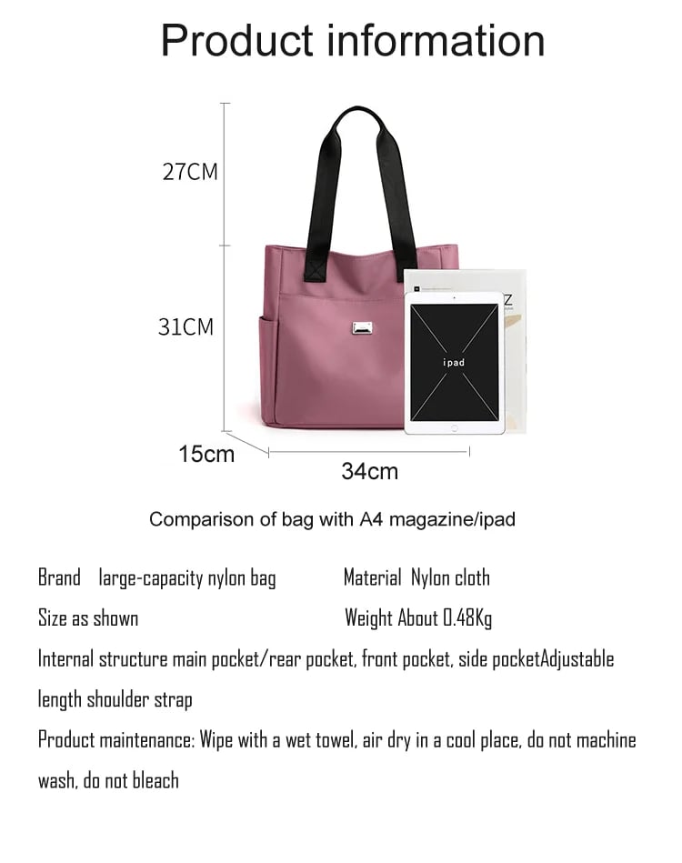 🔥Vattenavvisande axelväska i nylon med flera fickor och stor kapacitet👜