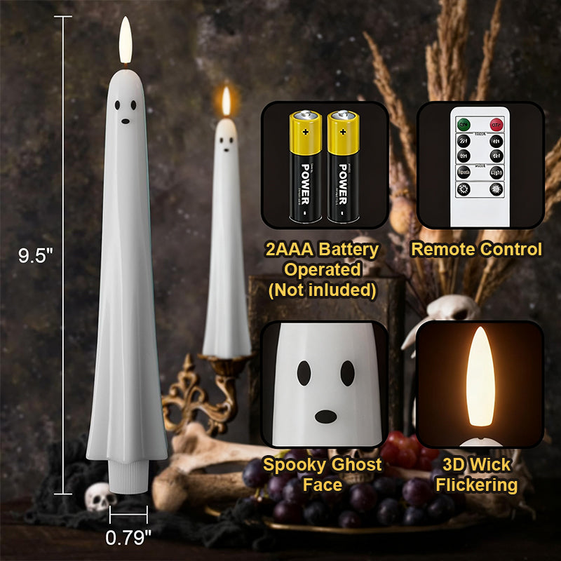 🎃👻 Remote-controlled ghost candle with 3D flaming wick 👻🎃