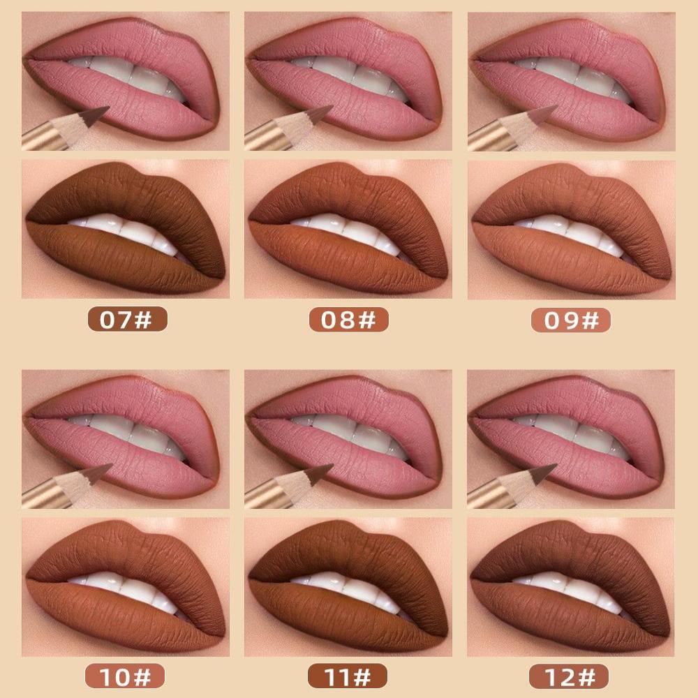 🔥Bara Kr 199 Sista dagen 🌈12 färger Slim Lip Liner Pencil Set | Smudge-Proof 💧| 3s Apply Makeup✨