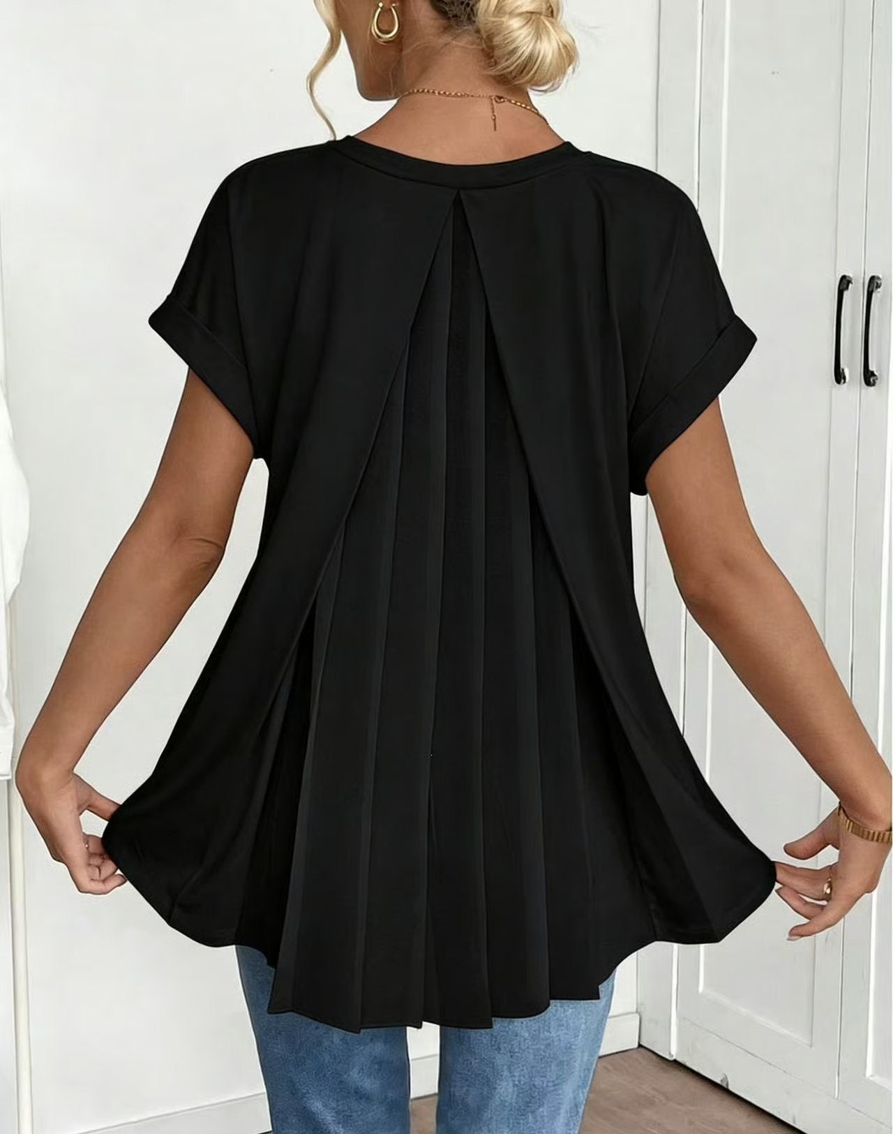 ⏳LAST DAY – 49% OFF!!🔥Short-sleeved plain T-shirt in a patchwork styl