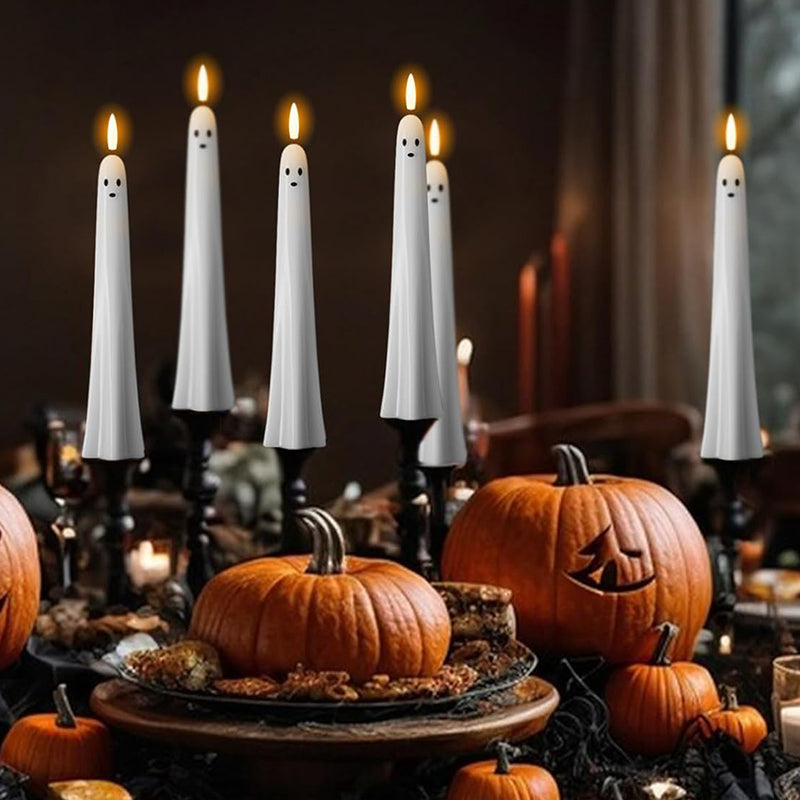 🎃👻 Remote-controlled ghost candle with 3D flaming wick 👻🎃