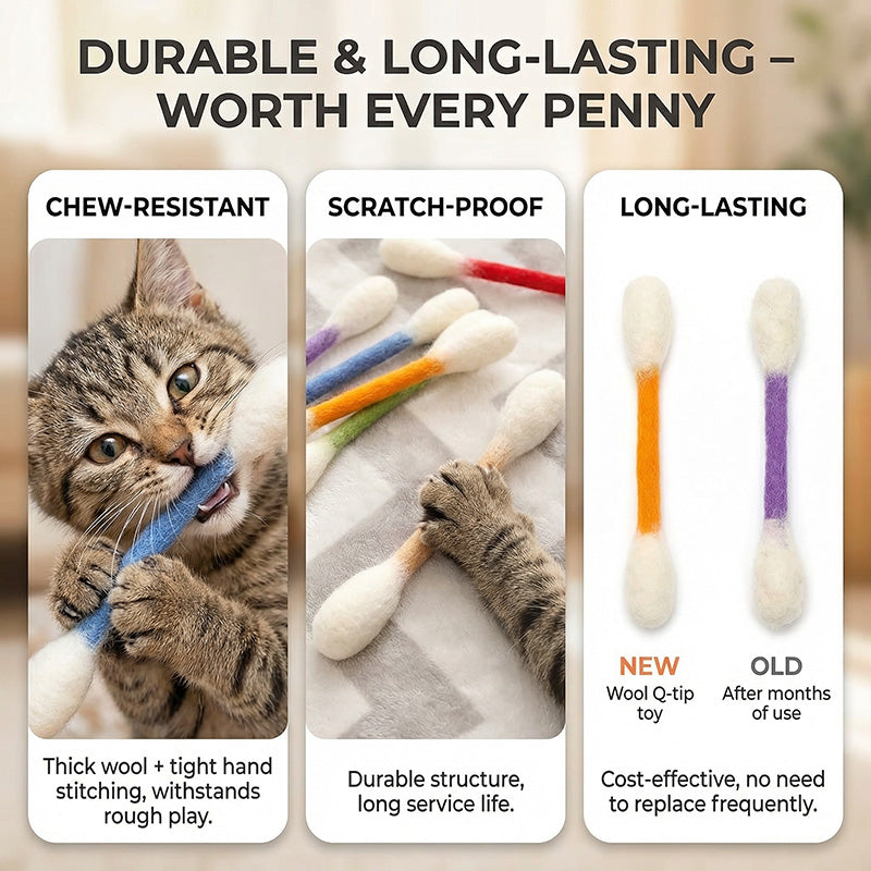 🐾Giant catnip-filled cotton swab toys (15 cm) – handmade, sustainable, safe and fu