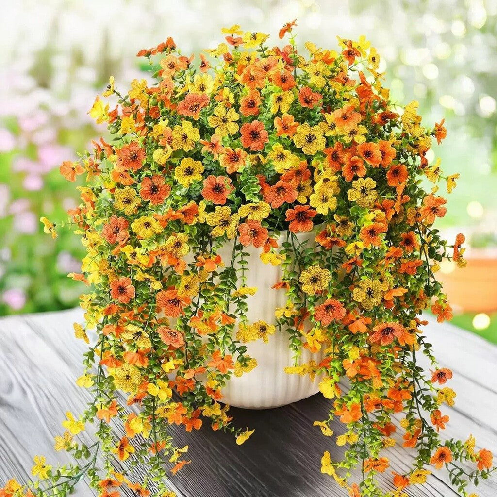 Cascading daisies and eucalyptus flowers for outdoor use – UV-resistan