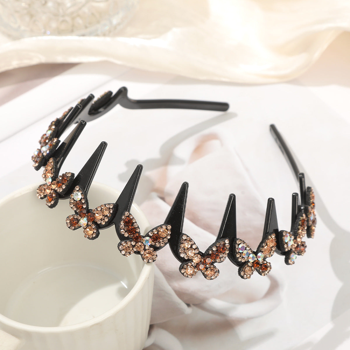 💥Set of wave-shaped crystal hairbands – Lightweight, non-slip and girly hair accessories; sparkling wave-shaped hairbands with crystal details for weddings and everyday wear; girly and feminine accessorie