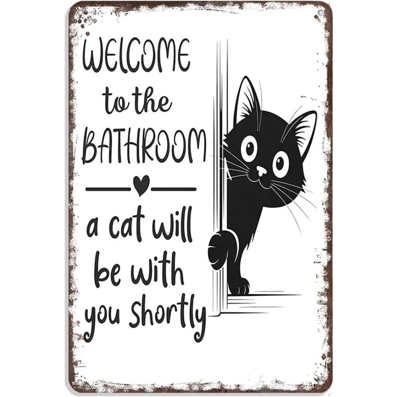Vintage Black and White Cat & Highland Cattle Wall Art
