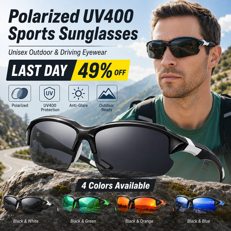 Polarised UV400 sports sunglasses – Unisex sunglasses for outdoor activities and drivin