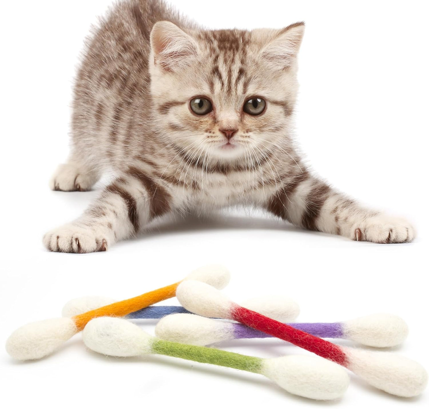 🐾Giant catnip-filled cotton swab toys (15 cm) – handmade, sustainable, safe and fu