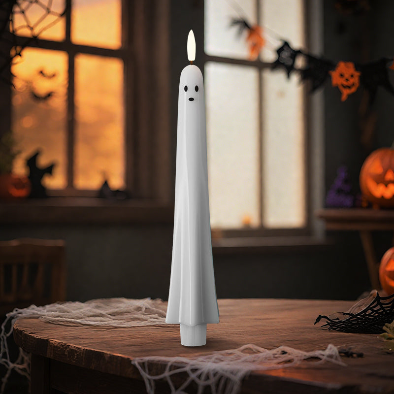 🎃👻 Remote-controlled ghost candle with 3D flaming wick 👻🎃