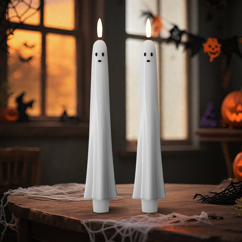 🎃👻 Remote-controlled ghost candle with 3D flaming wick 👻🎃