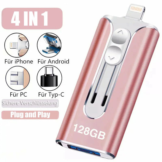 🔥Het försäljning - 49% rabatt🔥16 ~ 256 GB Micro USB + 8 Pin + USB 3.0 4 i 1 Praktisk dator U-Disk