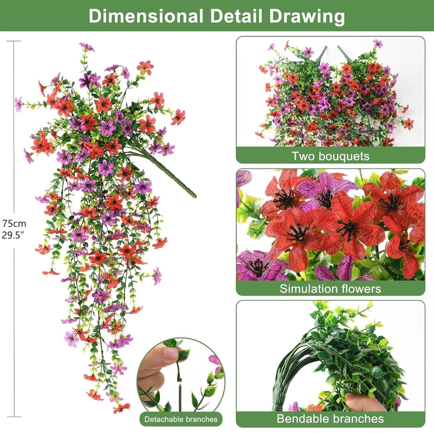 Cascading daisies and eucalyptus flowers for outdoor use – UV-resistan