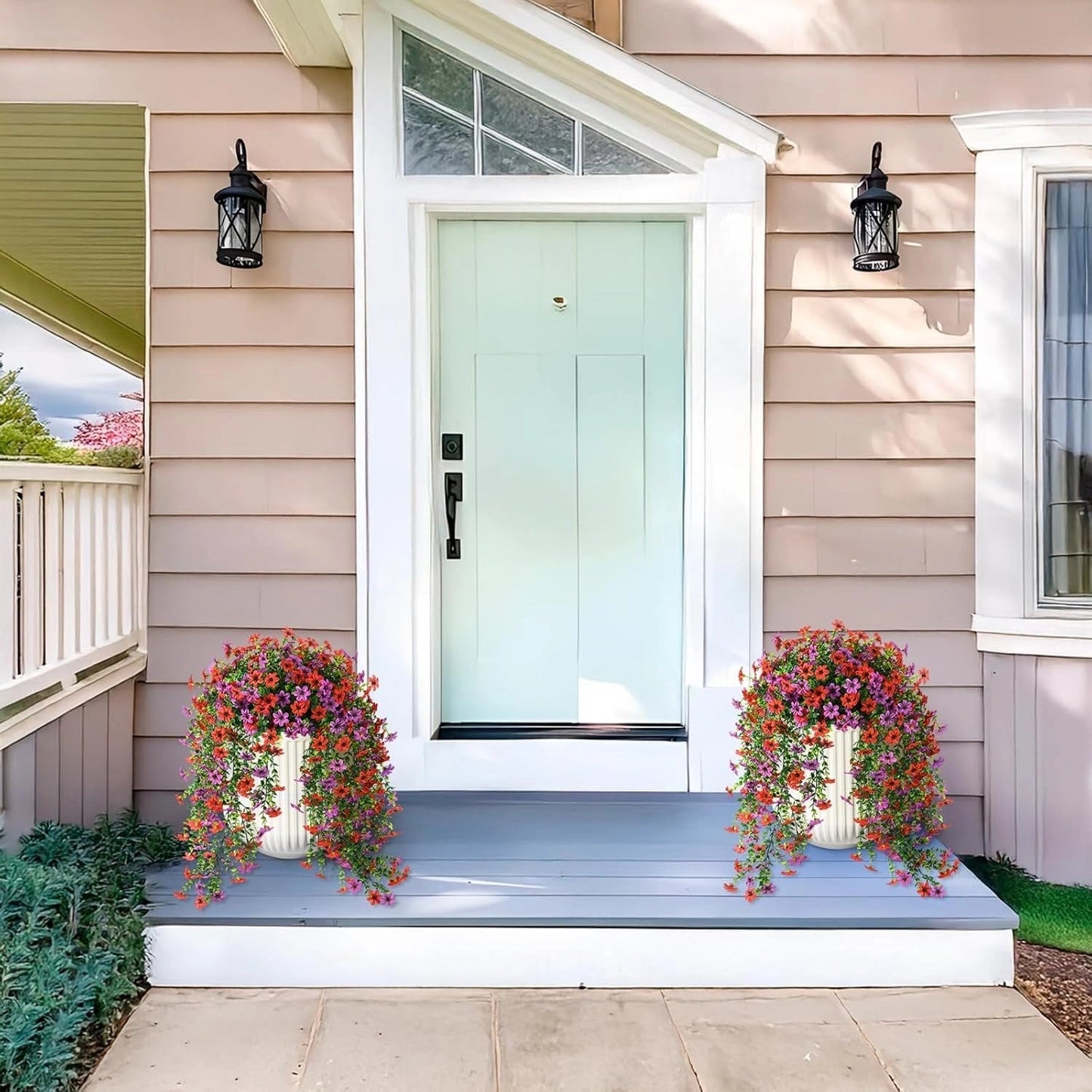 Cascading daisies and eucalyptus flowers for outdoor use – UV-resistan