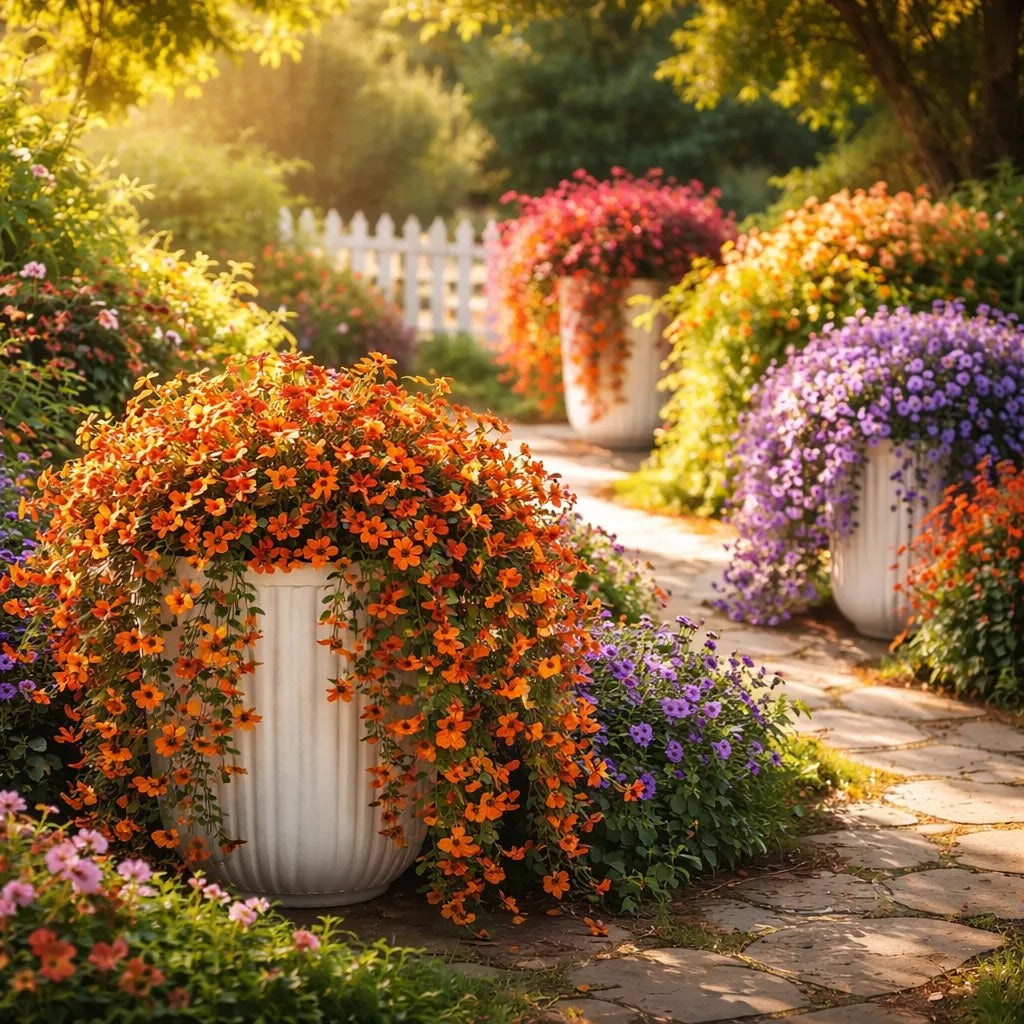 Cascading daisies and eucalyptus flowers for outdoor use – UV-resistan
