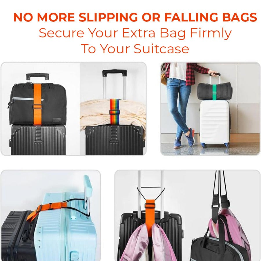 🔥Last day – 50% off🔥 Adjustable luggage strap with bungee cord for suitcase handles