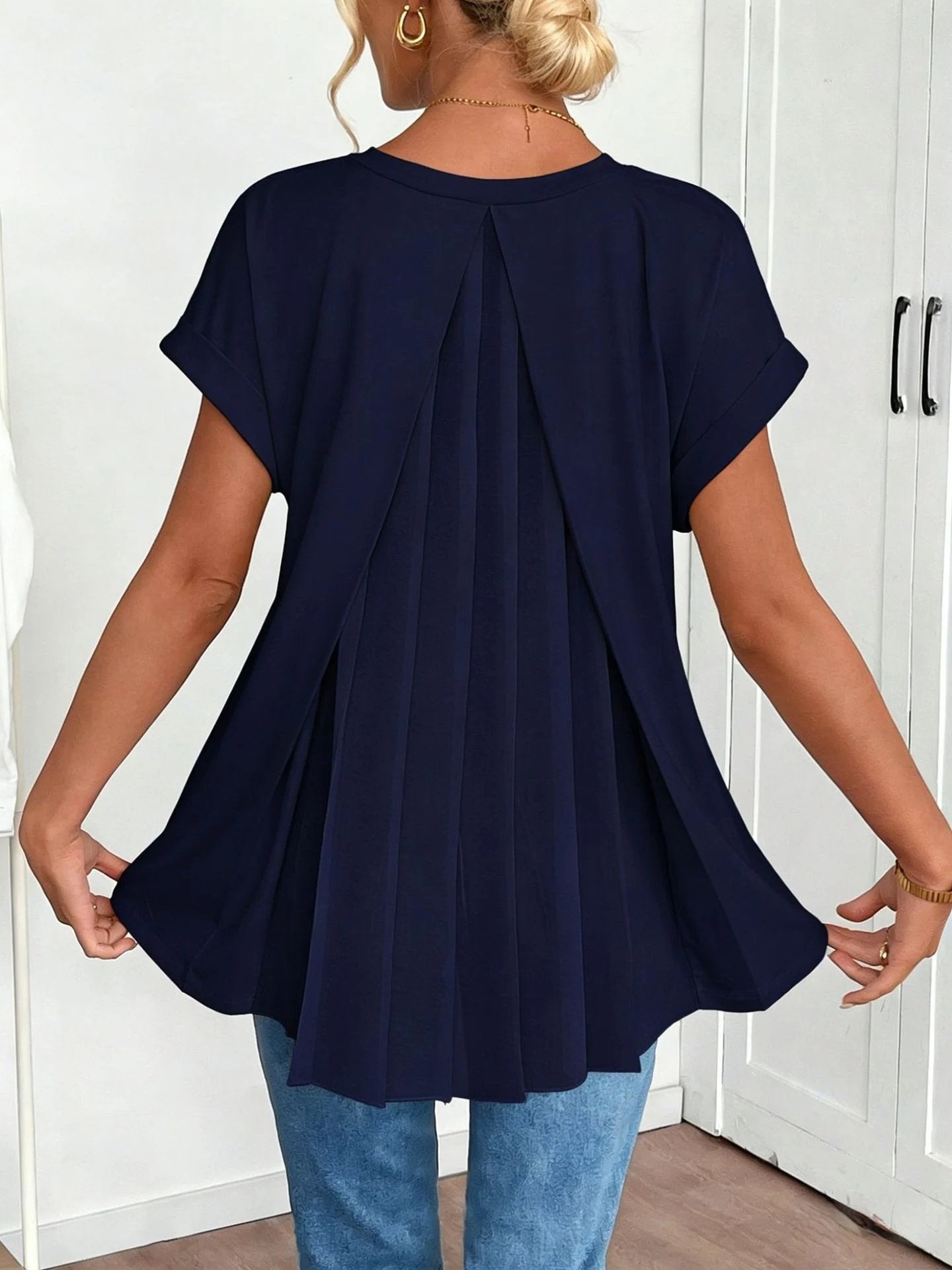 ⏳LAST DAY – 49% OFF!!🔥Short-sleeved plain T-shirt in a patchwork styl