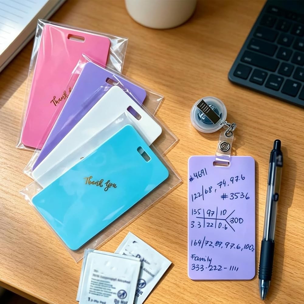 🩺Re-writable note cards | Writable on both sides, won’t fade or smudge (🖊Write. Wipe. Repeat.) 🎁Free clip included